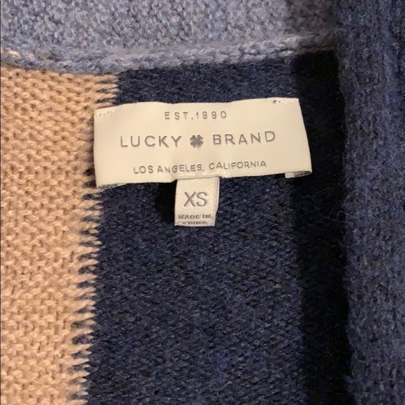 Lucky Brand Women Open Cardigan Color Block Blue/Tan,Long Sleeves,Size XS - Picture 6 of 10